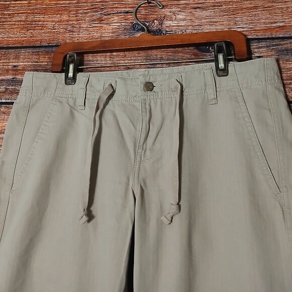 Levi's Cargo Pants Size M Clamdiggers Capri Drawstring 100% Cotton Khaki Tan - Picture 4 of 10